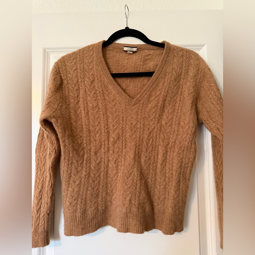 J. Crew 100% Cashmere cable-knit V-neck sweater size Small Women’s